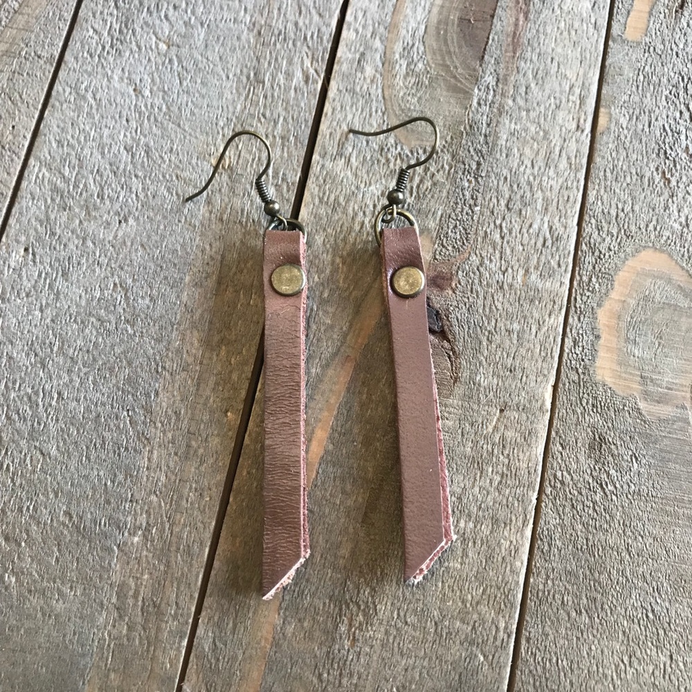 3 for $25 Handmade Brown Leather Earrings - Picture 1 of 1